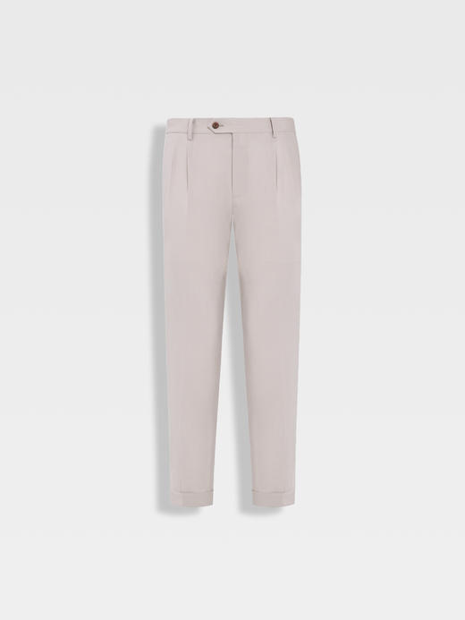 callisto松弛系列老钱风糯米白绵羊毛混纺西裤 商品图0