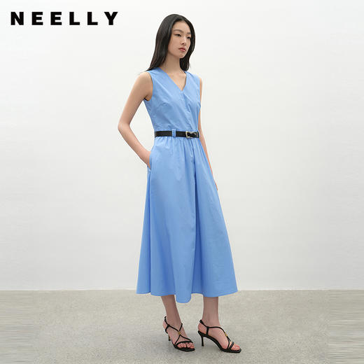 NEELLY纳俪商场同款夏季新款气质V领背心连衣裙女休闲正肩长裙N25042Y01058 商品图0
