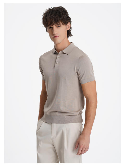 callisto浅卡其丝绵混纺T恤 商品图3