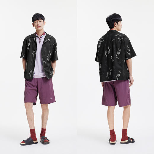 森马短袖衬衫男国风锦鲤满印情侣装度假风松弛2025夏新款上衣垂感 商品图3