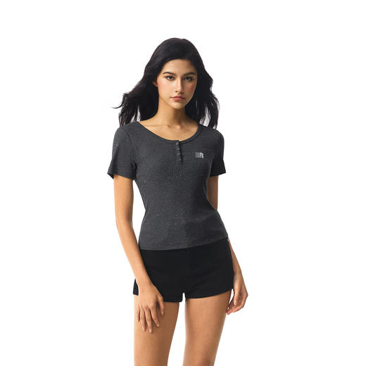 FDR官方店 满天星R字辣妹散粉短袖t恤女夏季修身显瘦体恤上衣 商品图1