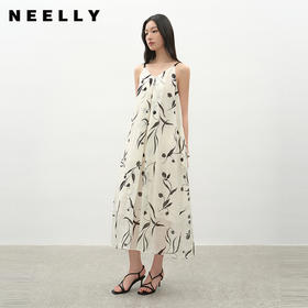 NEELLY纳俪商场同款夏新款时尚简约印花吊带连衣裙女气质出游长裙N25042Y01060