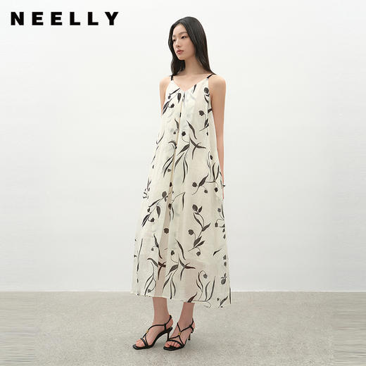 NEELLY纳俪商场同款夏新款时尚简约印花吊带连衣裙女气质出游长裙N25042Y01060 商品图0