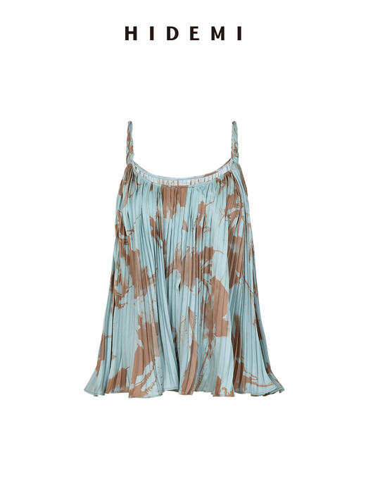 HIDEMI “我们做印花”系列原创手绘艺术感晕染缎面百褶吊带半裙设计感套装 百褶吊带/百褶半裙 商品图12