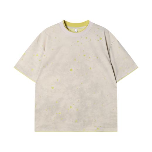 T3039夏季高级感新款美式撞色破洞假两件圆领短袖T恤百搭休闲宽松上衣 商品图1