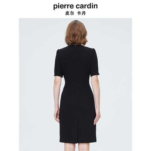 皮尔卡丹女装夏季时尚轻奢收腰礼服小黑裙P4222D4102B0 商品图2