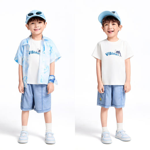 【实体店同款】男童全腰牛仔中裤夏季新款安奈儿童装XB526636 商品图3