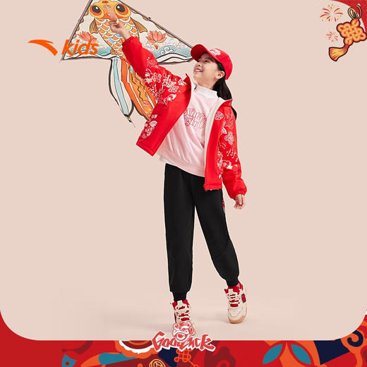 安踏儿童外套女童装双面穿上衣加绒保暖梭织外套商场同款362518602 商品图2