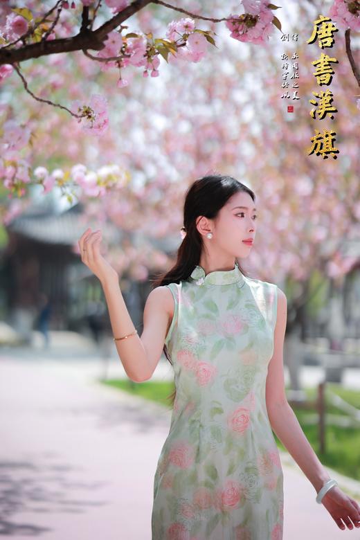 【绿 意】春夏季清新无袖立领旗袍浅绿色底配柔美花卉印花温婉雅致新中式 商品图1