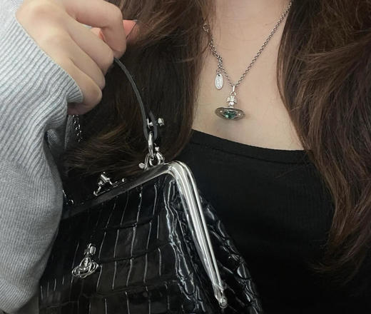 西太后薄荷绿项链U绝美立体土星项链，银色配薄荷绿珠（XTY） 商品图8