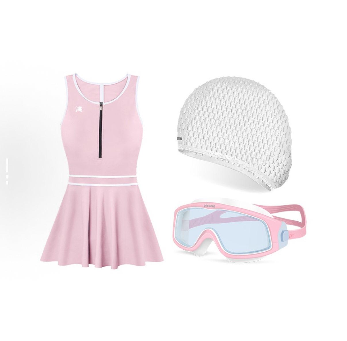 乐凯奇 LECAGE 连体泳衣专业泳衣泳镜泳帽三件套游泳套装 氨纶 锦纶 泳池 女款