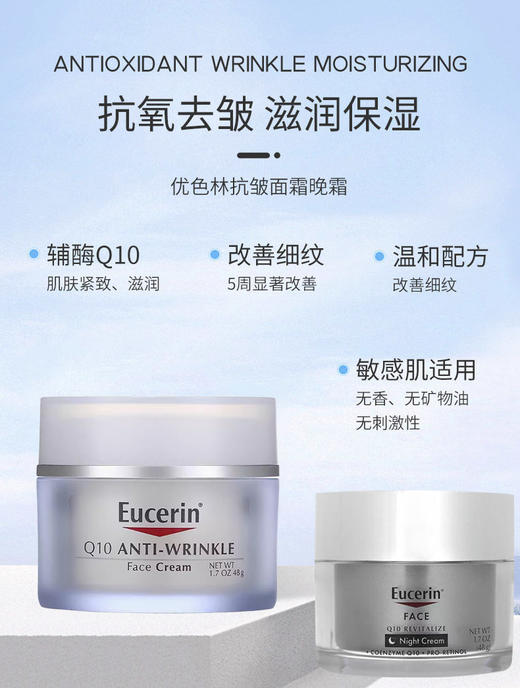 【保税直邮 义乌海关】Eucerin优色林保湿抗皱修护细纹抗红面霜48g 敏感肌可用 商品图0