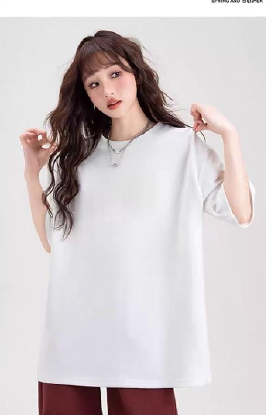 促-【100%棉系列】品牌代加工工厂剪标→宽松大版遮屁股中长全棉简约T恤-喜出 商品图2