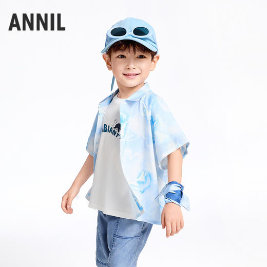 【实体店同款】男童翻领梭织短袖上衣夏季新款安奈儿童装XB521617 商品图1