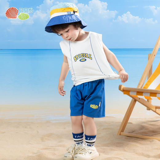 贝贝怡25夏季新款男童凉感背心套装无袖运动休闲套装透气篮球服足球服ZB2ET008 商品图4