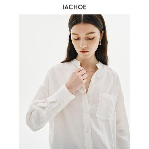 棉仓3561504012-IACHOE圆领全亚麻衬衫 商品图2