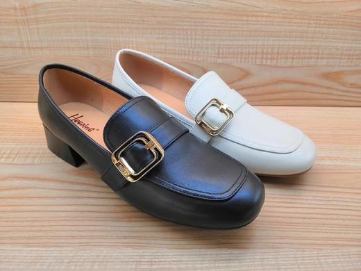 豪行时尚女鞋22305312真皮中跟方头休闲职业单鞋 商品图3