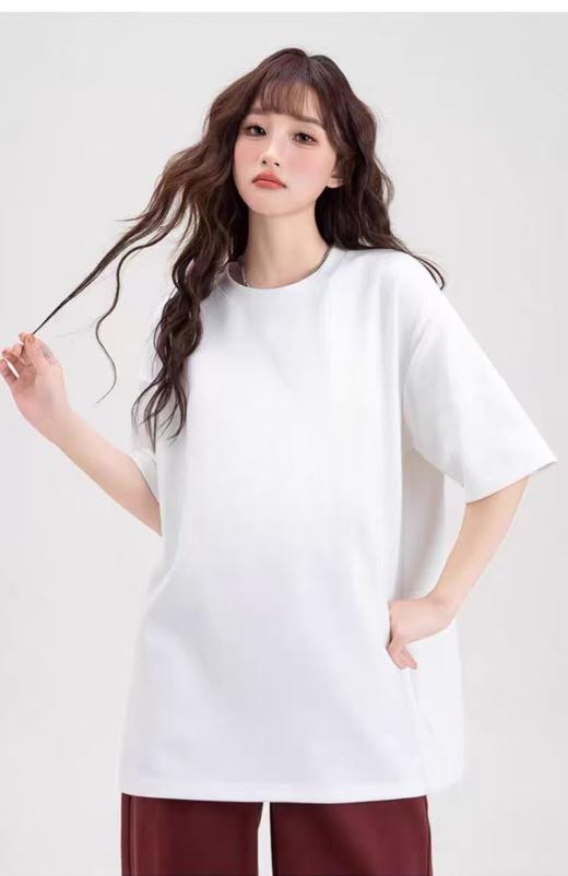 促-【100%棉系列】品牌代加工工厂剪标→宽松大版遮屁股中长全棉简约T恤-喜出 商品图0