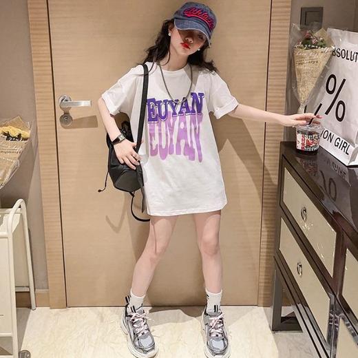 女童220克短袖t恤新款洋气夏季大童宽松夏装儿童中长款半袖上衣潮110-170 商品图5