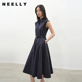 NEELLY纳俪商场同款夏季新款简约舒适无袖连衣裙女时尚通勤长裙N25042Y01059