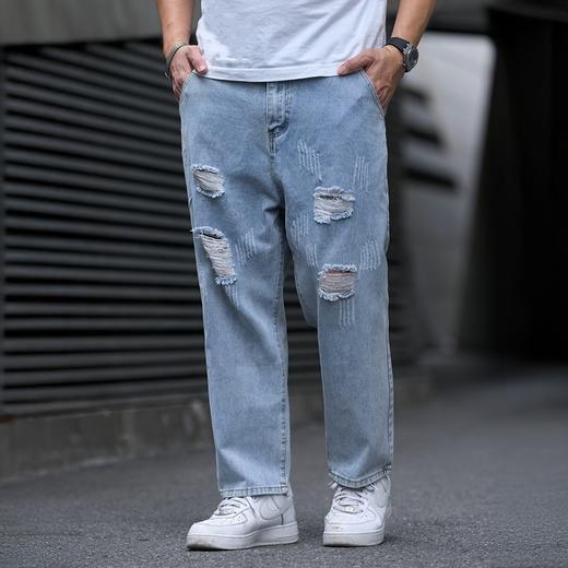 【DDJ】大依优型大码潮款直筒牛仔裤九分裤男舒适休闲简约百搭加肥加大男装 商品图3
