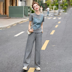 时尚洋气减龄撞色，拼接设计感休闲运动套装HR-BBL2538