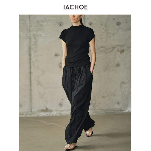 棉仓3631501017-IACHOE【糯米T】修身细坑条四色T恤 商品图3