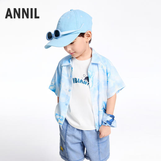 【实体店同款】男童翻领梭织短袖上衣夏季新款安奈儿童装XB521617 商品图0