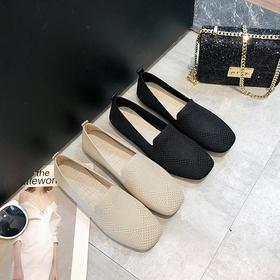 叙希针织软底豆豆鞋飞织编织鞋女平底春季透气浅口单王妃鞋35-40