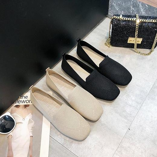 叙希针织软底豆豆鞋飞织编织鞋女平底春季透气浅口单王妃鞋35-40 商品图0