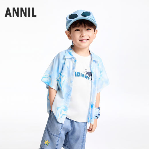 【实体店同款】男童翻领梭织短袖上衣夏季新款安奈儿童装XB521617 商品图2