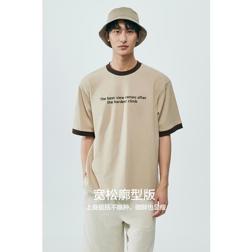 棉仓363801006-美式复古撞色印花T恤 商品图1