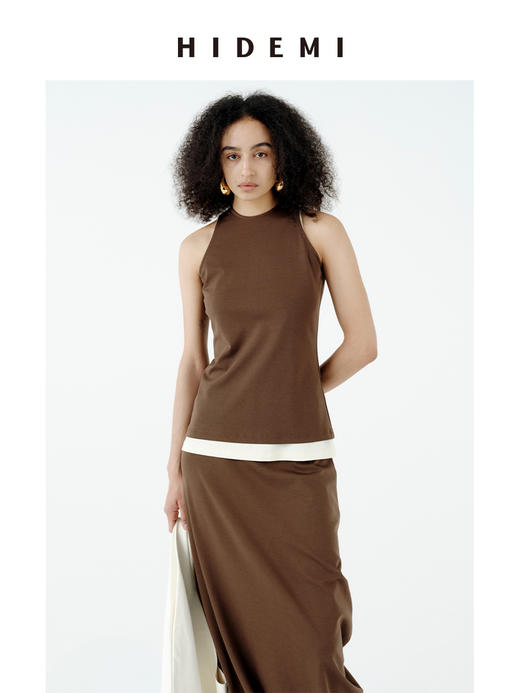 HIDEMI 极简设计感进口莱赛尔混纺棉纱线圆领堆堆感背心茧型裙套装 背心/茧型裙 商品图6