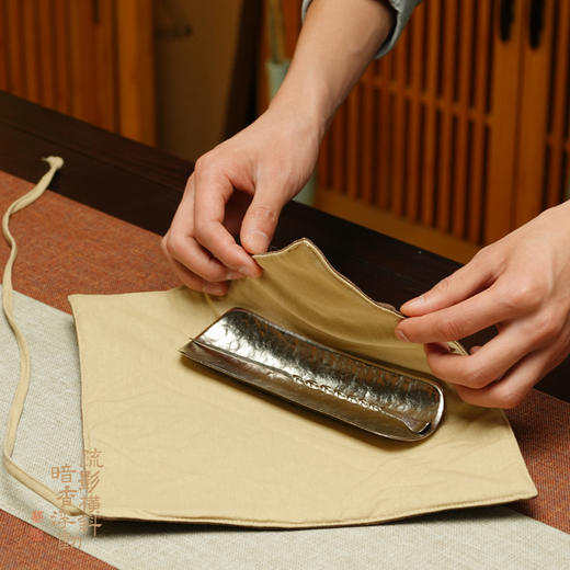 暗香疏影/纯钛茶则/收纳巾 纯钛银色茶则茶拨取茶器功夫茶具醒茶器茶道配件 商品图3