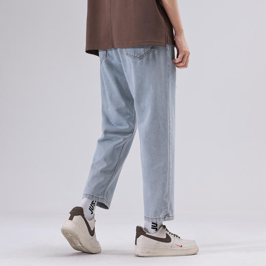 【DDJ】大依优型大码松紧腰潮款直筒牛仔裤九分裤男舒适休闲简约百搭加肥加大男装 商品图6