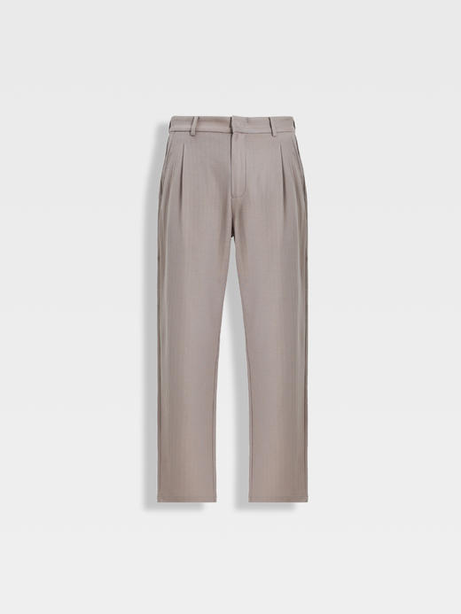 callisto燕麦卡其丝绵混纺休闲裤 商品图0