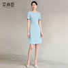 蓝色通勤连衣裙女2024新款设计感上镜职业主持人正装裙 商品缩略图5