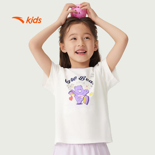 安踏儿童短袖T恤女小童2025夏透气校园运动针织短袖衫362529110 商品图0