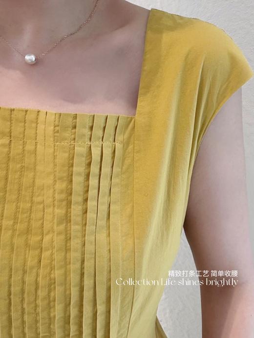 生活闪闪发光 | 显白100分&漂亮100分的精致打条工艺绑带收腰连衣裙 芒果黄 商品图1