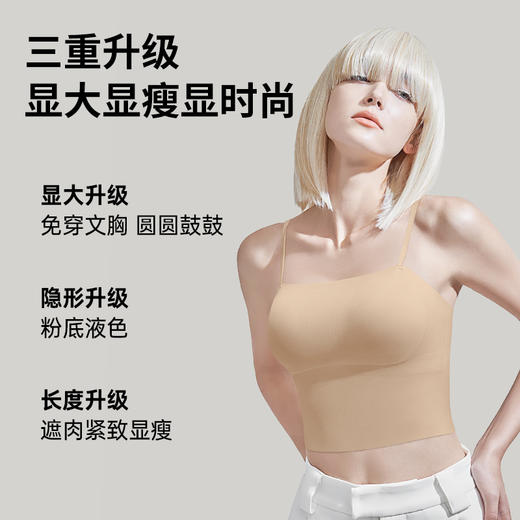 A3-【聚拢裹胸】【A-B杯】润微无痕粉底液文胸小胸聚拢显大内衣女吊带背心隐形美背胸罩   随心搭【小胸-半杯】 商品图5
