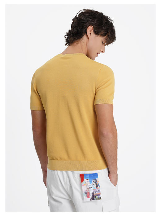 callisto启程系列冰沙黄多巴胺长绒棉混纺弹力T恤 商品图4