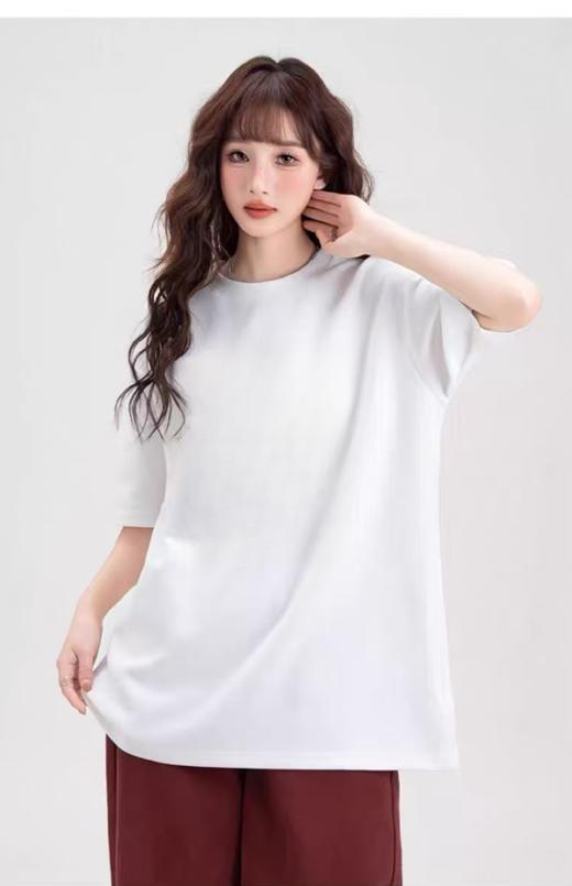促-【100%棉系列】品牌代加工工厂剪标→宽松大版遮屁股中长全棉简约T恤-喜出 商品图1