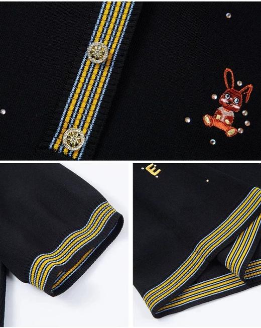 S1M1马天奴 黑色刺绣针织裙V领连衣裙MRS101SWB0 商品图5