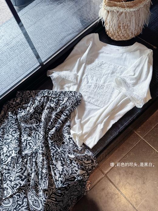 生活闪闪发光 | 绣花流苏如画拼贴艺术感 亚麻与棉交织百搭tee 米白色 商品图5