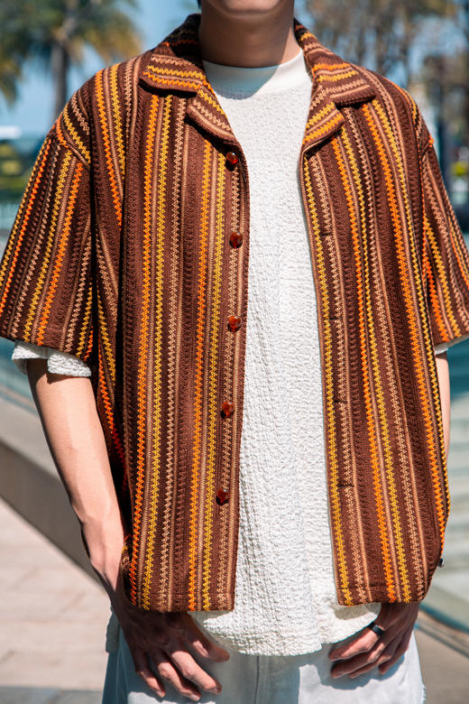 S522822233条纹针织短袖衬衫 商品图1