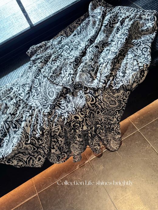 生活闪闪发光 | 游牧风情裙 佩斯利图案提花雪纺面料半身裙 黑白花色 商品图3