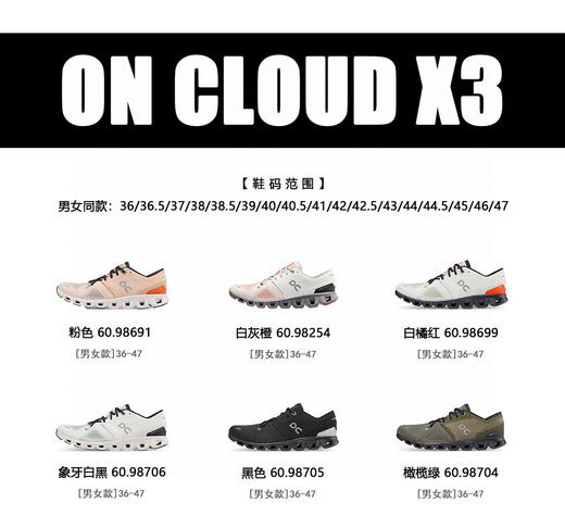 出口的一单！on昂跑cloud X3综合训练运动鞋跑鞋 男女同款 商品图1