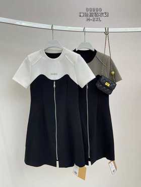 G08990#撞色拉链衣裙