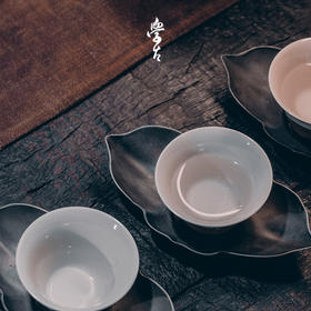 娜家杜若茶托 中式复古纯锡制品茗