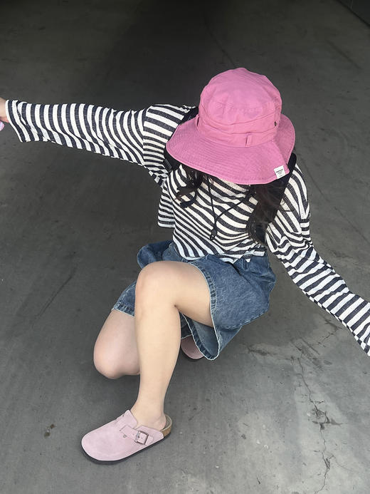 两色纯棉渔夫帽，梅子色超好看，配防风绳！不退不换~ 商品图1